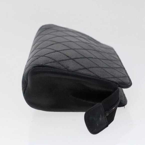 CHANEL Pouch Lamb Skin Black CC Authentic - Picture 12 of 15